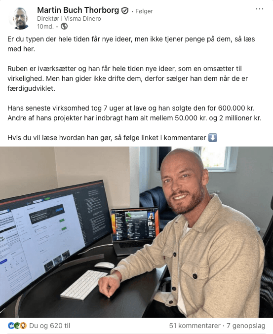 LinkedIn-opslag fra Martin Buch Thorborg om Ruben Juncher